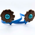 Handcrafted Antique Copper Flower Cowgirl Cuff featuring turquoise-inspired center stones, floral concho details, and vintage western styling on a boot accessory.