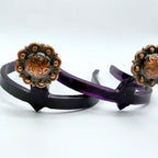Western Copper Berry Cowgirl Cuff with detailed copper concho motif and decorative berry border attached to handcrafted boot accessory for cowboy boots and western fashion.