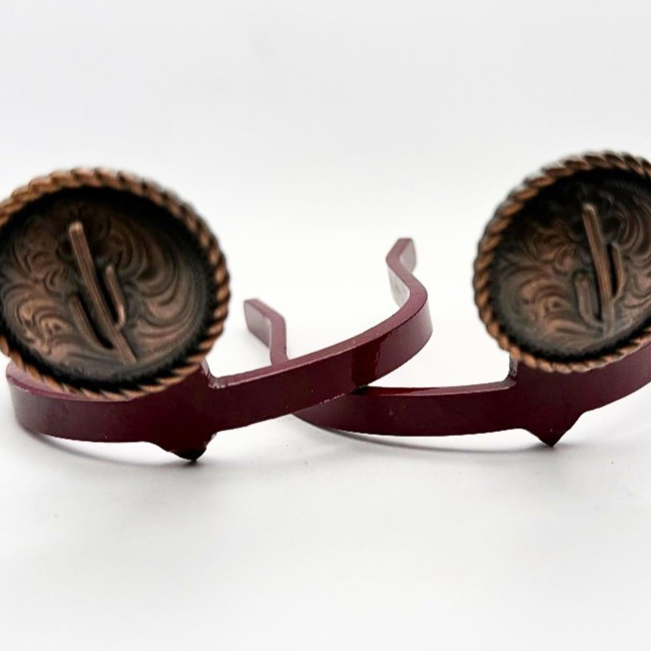 Copper Cactus Cowgirl Cuff with round concho design, rope border, and raised cactus detail on a handcrafted western boot accessory for cowboy boots.