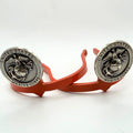 United States Marine Corps Cowgirl Cuff featuring the Eagle, Globe, and Anchor emblem in antique silver tone, handcrafted western boot accessory designed to keep jean hems off the ground.